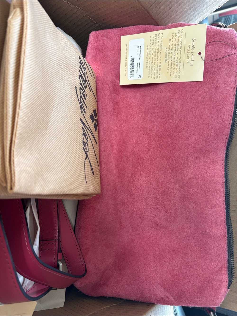 Patricia Nash Maura Petal Pink Suede Clutch